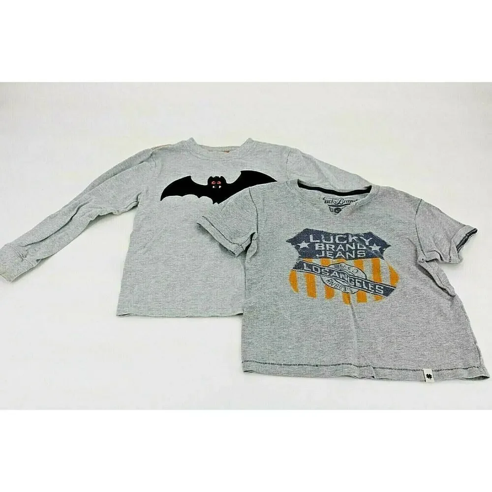 Gymboree Lucky Brand Boys Gray T-shirt Bundle Long Sleeve Casual Sz 4T